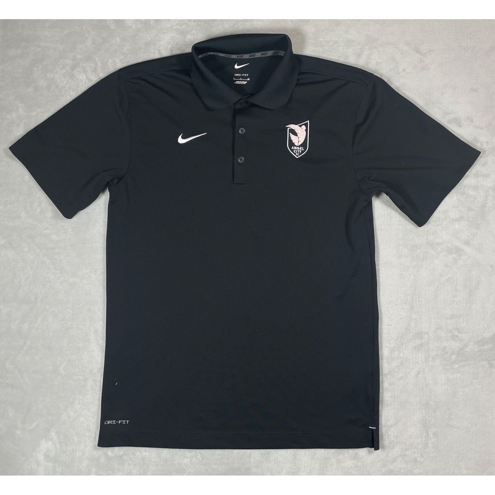 Angel City FC Nike Dri-FIT Polo Men Small Black Soccer Embroidered Logo